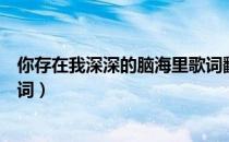 你存在我深深的脑海里歌词翻译（你存在我深深的脑海里歌词）