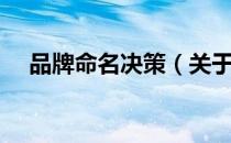 品牌命名决策（关于品牌命名决策介绍）