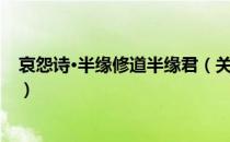 哀怨诗·半缘修道半缘君（关于哀怨诗·半缘修道半缘君介绍）