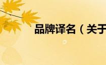品牌译名（关于品牌译名介绍）