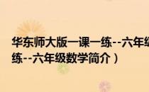 华东师大版一课一练--六年级数学（关于华东师大版一课一练--六年级数学简介）