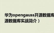华为opengauss开源数据库实战（关于华为opengauss开源数据库实战简介）