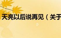 天亮以后说再见（关于天亮以后说再见简介）