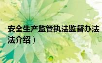 安全生产监管执法监督办法（关于安全生产监管执法监督办法介绍）