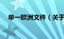 单一欧洲文件（关于单一欧洲文件简介）