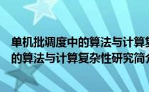 单机批调度中的算法与计算复杂性研究（关于单机批调度中的算法与计算复杂性研究简介）