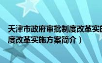 天津市政府审批制度改革实施方案（关于天津市政府审批制度改革实施方案简介）