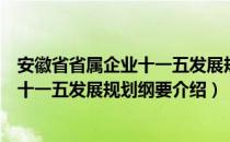 安徽省省属企业十一五发展规划纲要（关于安徽省省属企业十一五发展规划纲要介绍）