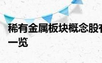 稀有金属板块概念股有哪些稀有金属概念股票一览
