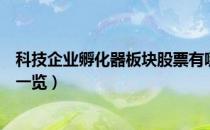 科技企业孵化器板块股票有哪些（科技企业孵化器概念股票一览）
