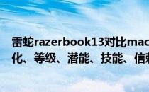 雷蛇razerbook13对比macbookpro13（重装雷蛇的精英化、等级、潜能、技能、信赖的推荐培养程度分别是什么）