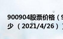 900904股票价格（900904股票价格今天多少 （2021/4/26））