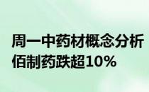 周一中药材概念分析：盘中报跌吉药控股、益佰制药跌超10%