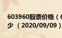 603960股票价格（603960股票价格今天多少 （2020/09/09））